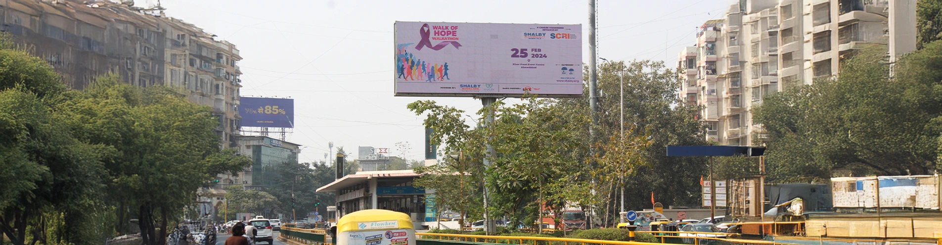 Times OOH Ahmedabad banner showcasing dynamic outdoor advertising solutions in a key urban location